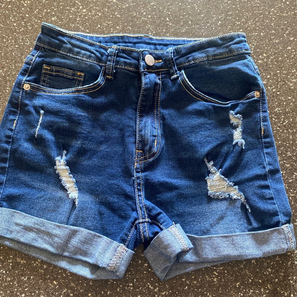 Women's High Rise Shein Denim Stretch Shorts - Sz 6/med